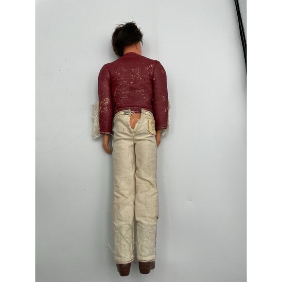 Vintage 1968 Ken Doll Barbies Boyfriend Rooted Brown Hair Western Jacket Pants - Picture 7 of 9